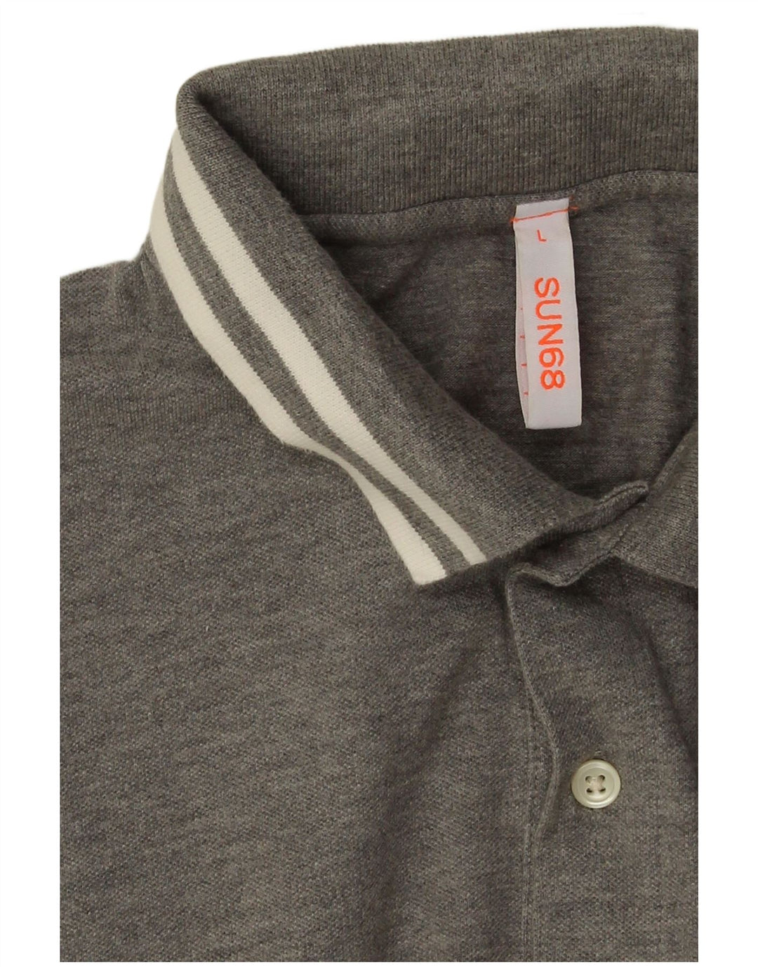 Sun68 Herren-Poloshirt, groß, grau gesprenkelte Baumwolle