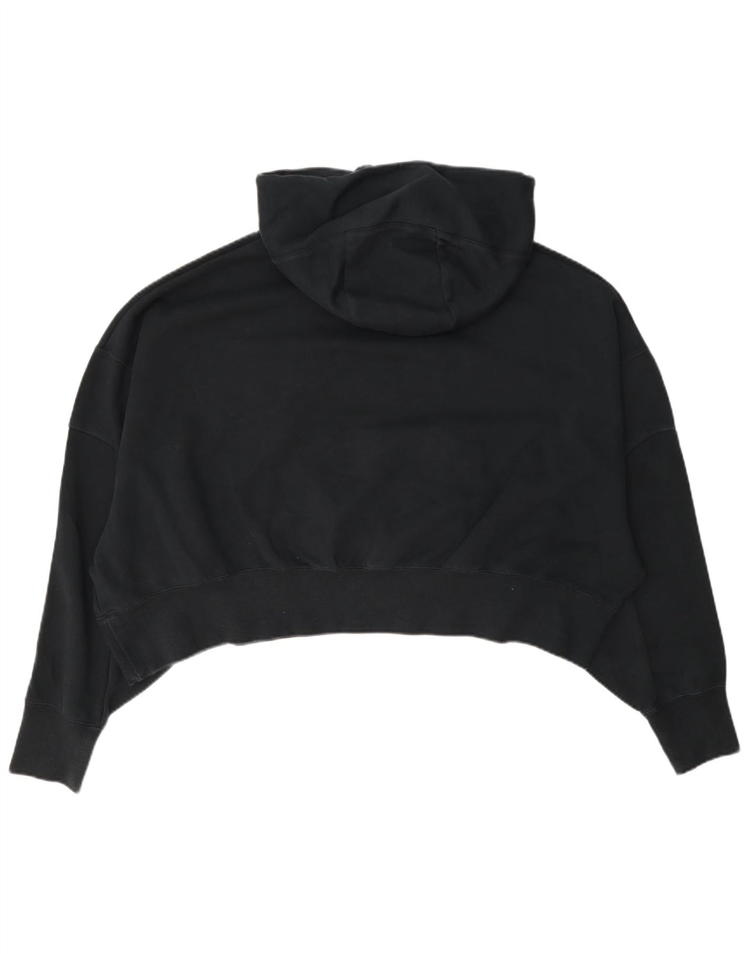 Nike Womens Crop Oversized Hoodie Pullover UK 14 Mittelschwarze Baumwolle