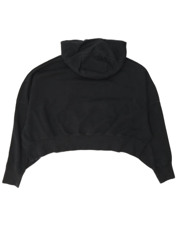 Nike Womens Crop Oversized Hoodie Pullover UK 14 Mittelschwarze Baumwolle