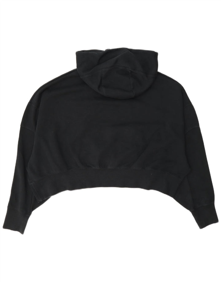 Nike Womens Crop Oversized Hoodie Pullover UK 14 Mittelschwarze Baumwolle
