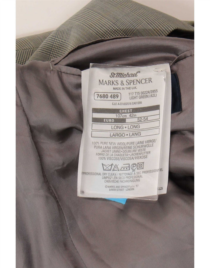 Marks & Spencer Herren-Blazer mit 2 Knöpfen, Gr. 42, Grün, Hahnentrittmuster