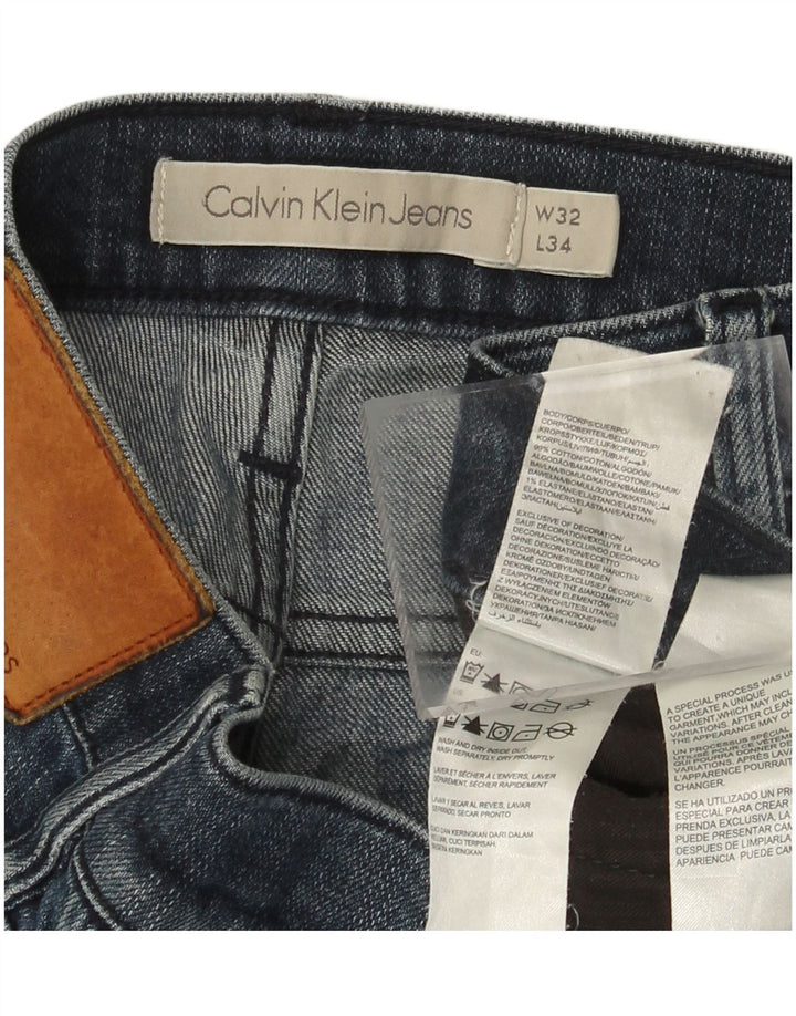 CALVIN KLEIN Herren Distressed Slim Jeans W32 L34 Blaue Baumwolle