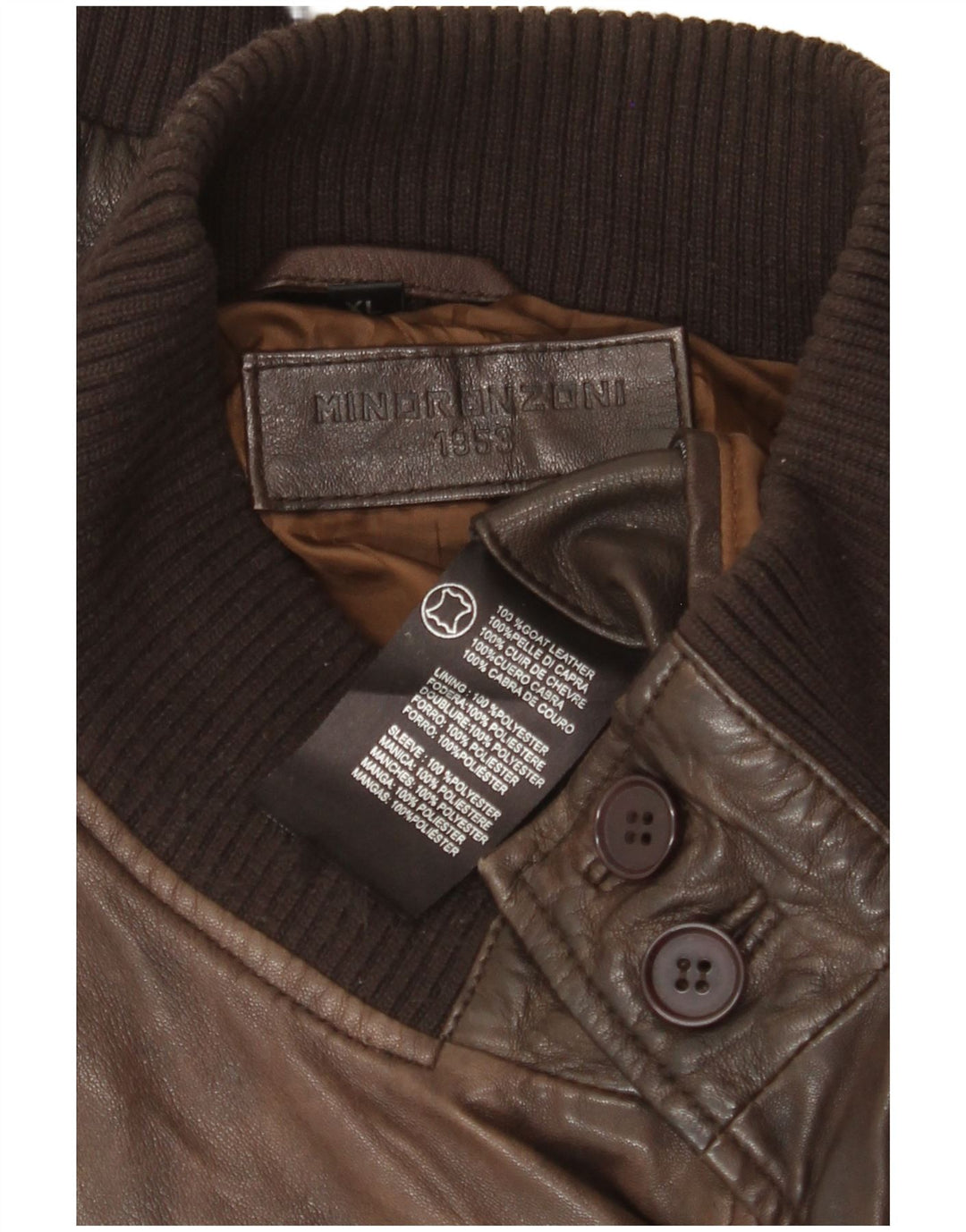 Minoronzoni 1953 Herren Lederjacke UK 42 XL Braunes Leder