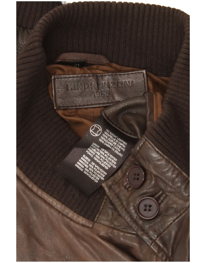 Minoronzoni 1953 Herren Lederjacke UK 42 XL Braunes Leder