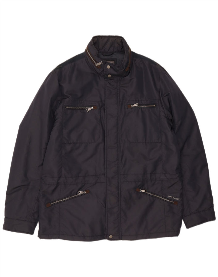 Geox Herren-Utility-Jacke mit Kapuze, UK 46 3XL, Marineblau