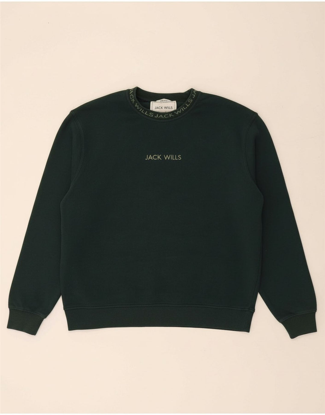 JACK WILLS Mens Relaxed Fit Sweatshirt Jumper Large Green Cotton