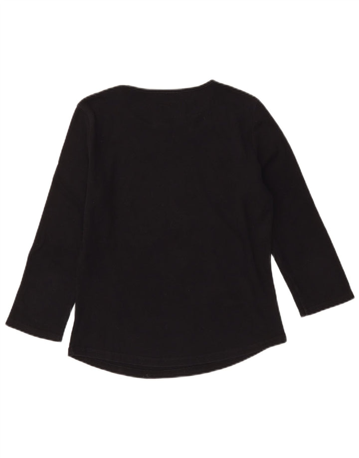 ARMANI JEANS Grafik-Top für Damen, 3/4-Ärmel, UK-Größe 12, mittelschwarz, Baumwolle