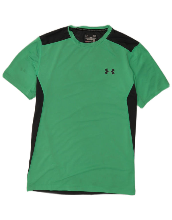 Under Armour Herren Heat Gear T-Shirt-Oberteil Mittelgrünes Colourblock-Polyester