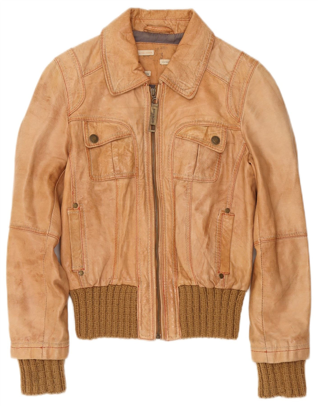 River Island Damen Bomberjacke UK 10 Small Beige Farbblock