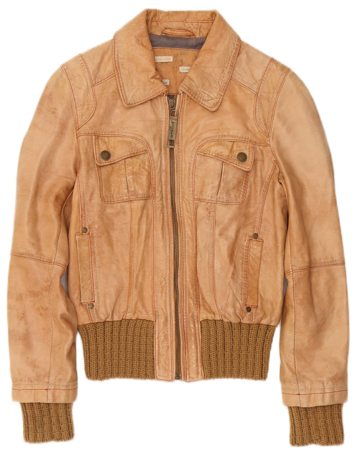 River Island Damen Bomberjacke UK 10 Small Beige Farbblock