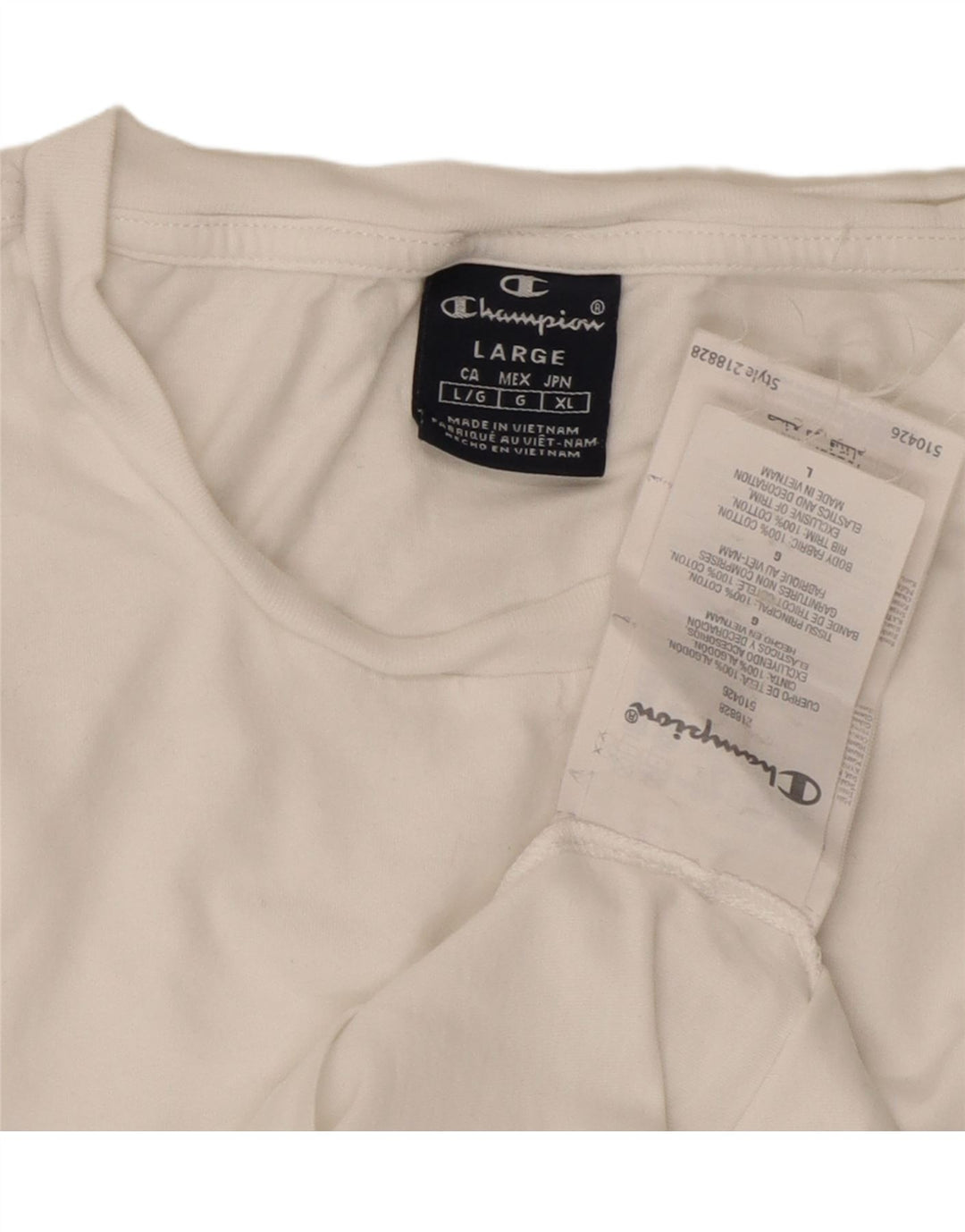 CHAMPION Herren-T-Shirt mit Grafik, Größe L, aus weißer Baumwolle