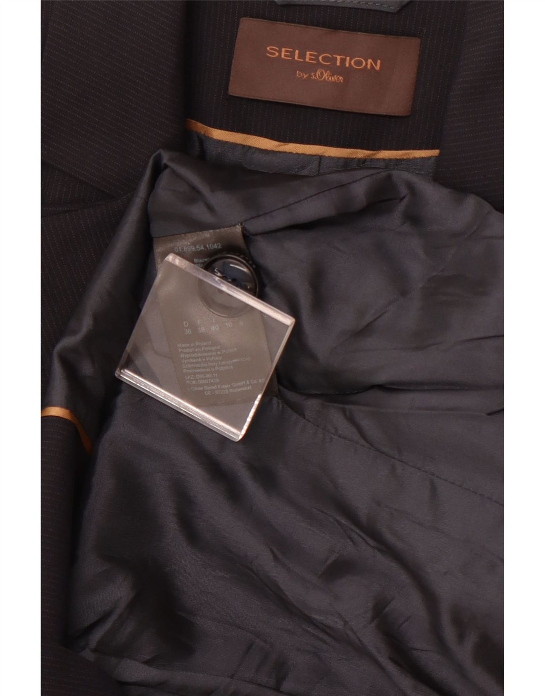 S.OLIVER Damen 2-Knopf-Blazerjacke UK 10 Small Marineblau Nadelstreifen