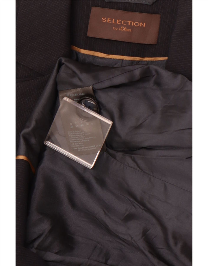 S.OLIVER Damen 2-Knopf-Blazerjacke UK 10 Small Marineblau Nadelstreifen