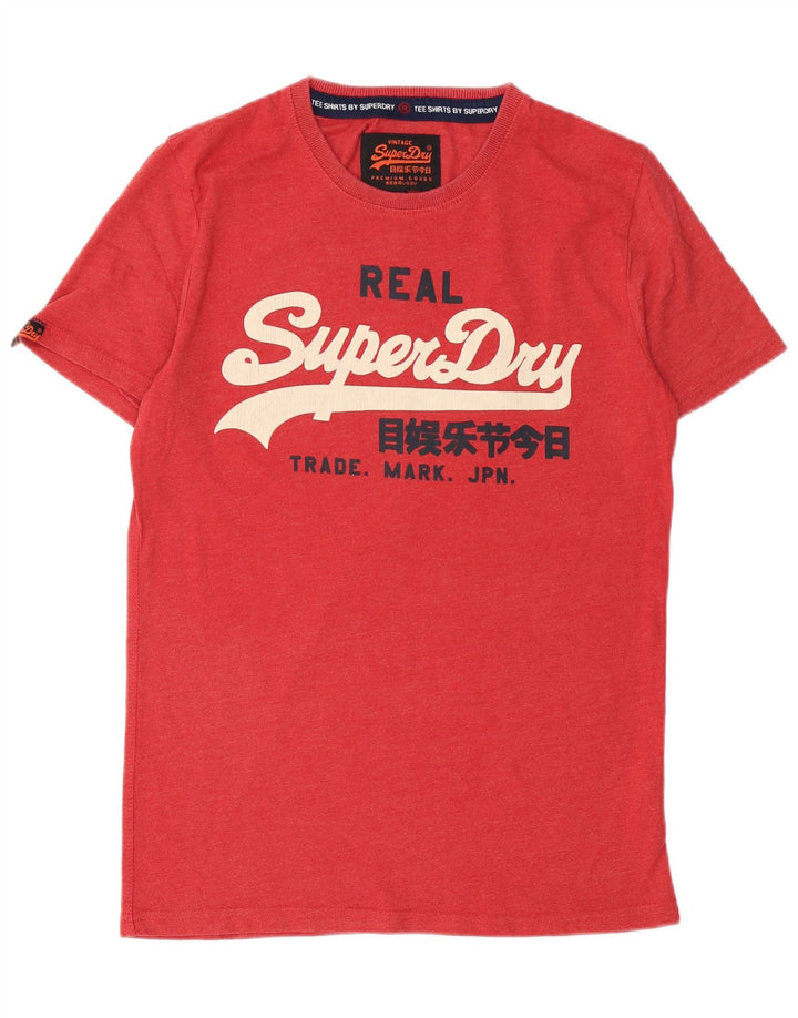 SUPERDRY Herren Grafik-T-Shirt-Oberteil aus mittelroter Baumwolle