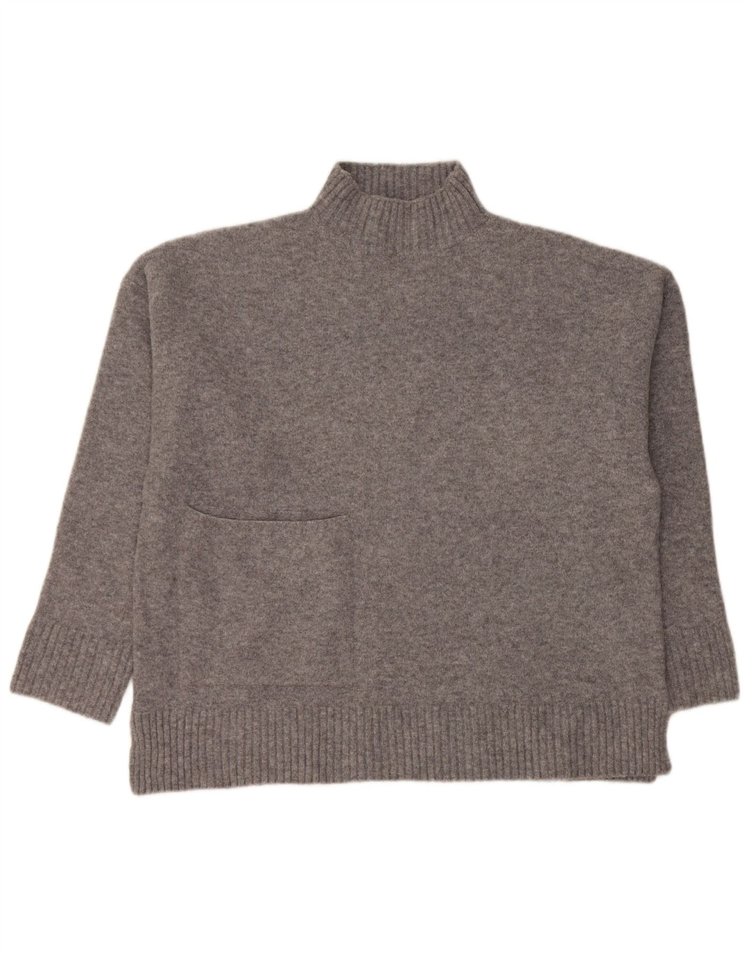 Zara Damen-Pullover mit Rollkragen, übergroß, Gr. 10, Small, Grau, Acryl