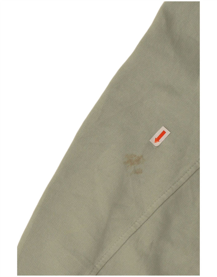 ZARA Damen 3/4-Ärmel Crop Sweatshirt Pullover UK 14 Mittelgrüne Baumwolle