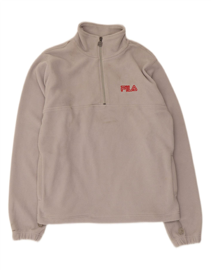 Fila Herren-Fleecepullover mit Reißverschluss am Hals, mittelgraues Polyester
