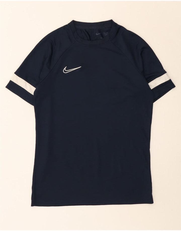 Nike Herren Dri Fit T-Shirt-Oberteil Mittelgroßes marineblaues Farbblock-Polyester