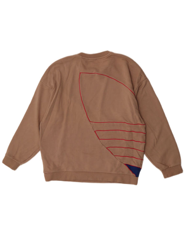 Adidas Damen Grafik-Sweatshirt-Pullover UK 12 Mittelbeige Farbblock