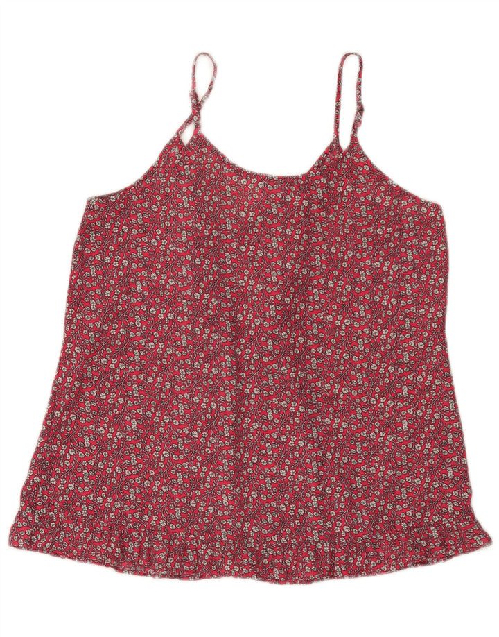 Benetton Damen Cami Top UK 12 Mittelrot geblümt