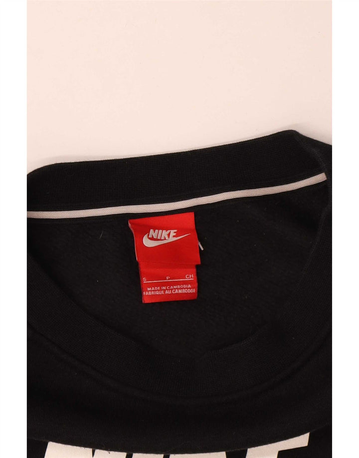 Nike Womens Graphic Oversized Sweatshirt Pullover UK 10 Small Schwarz Baumwolle