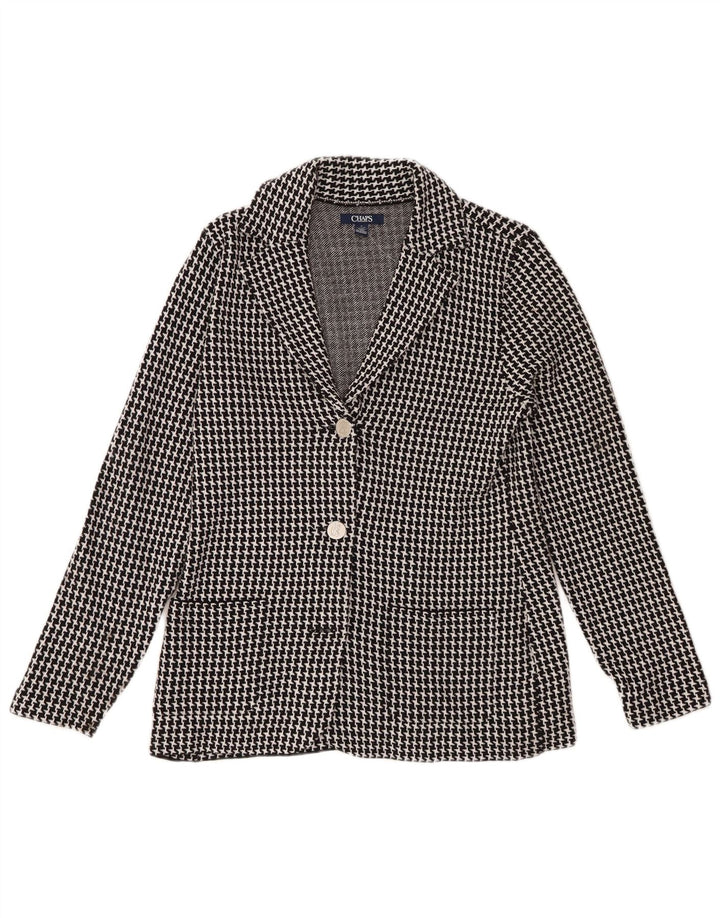 CHAPS Damen-Strickblazer mit 3 Knöpfen, Gr. 12, Mittelschwarz mit Hahnentrittmuster