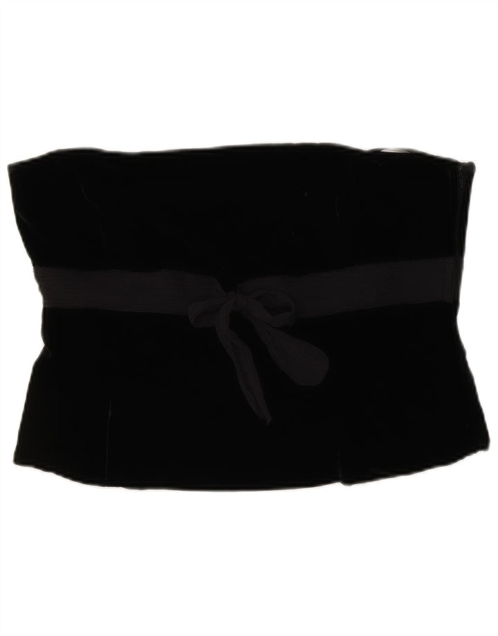 LAURA ASHLEY Damen Samt-Korsett-Top UK 14 Mittelschwarze Viskose