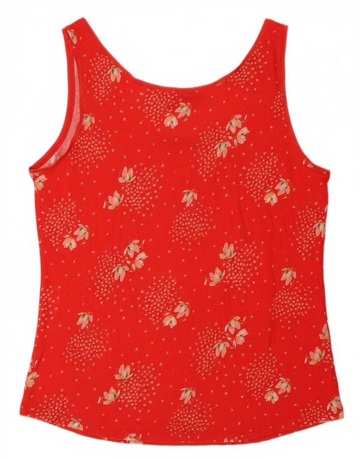 OASIS Damen Weste Top UK 14 Große rote Viskose mit Blumenmuster