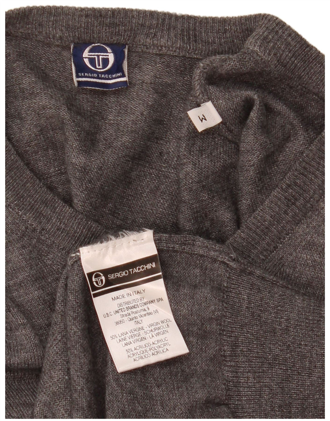 Sergio Tacchini Damen Weste Tank Top UK 14 Mittelgrau gefleckte Wolle
