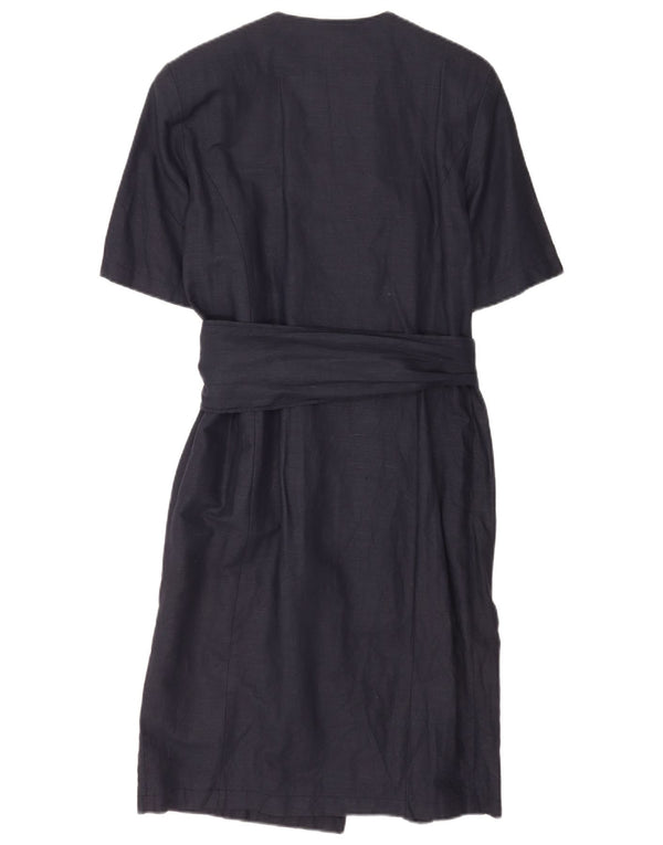 Vanessa Damen-Hemdkleid mit kurzen Ärmeln IT 44 Mittelmarineblaue Baumwolle