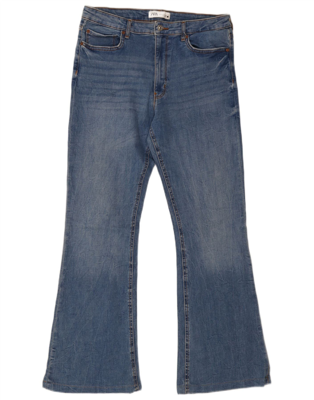 Zara Damen Schlagjeans EU 44 XL W34 L31 Blaue Baumwolle