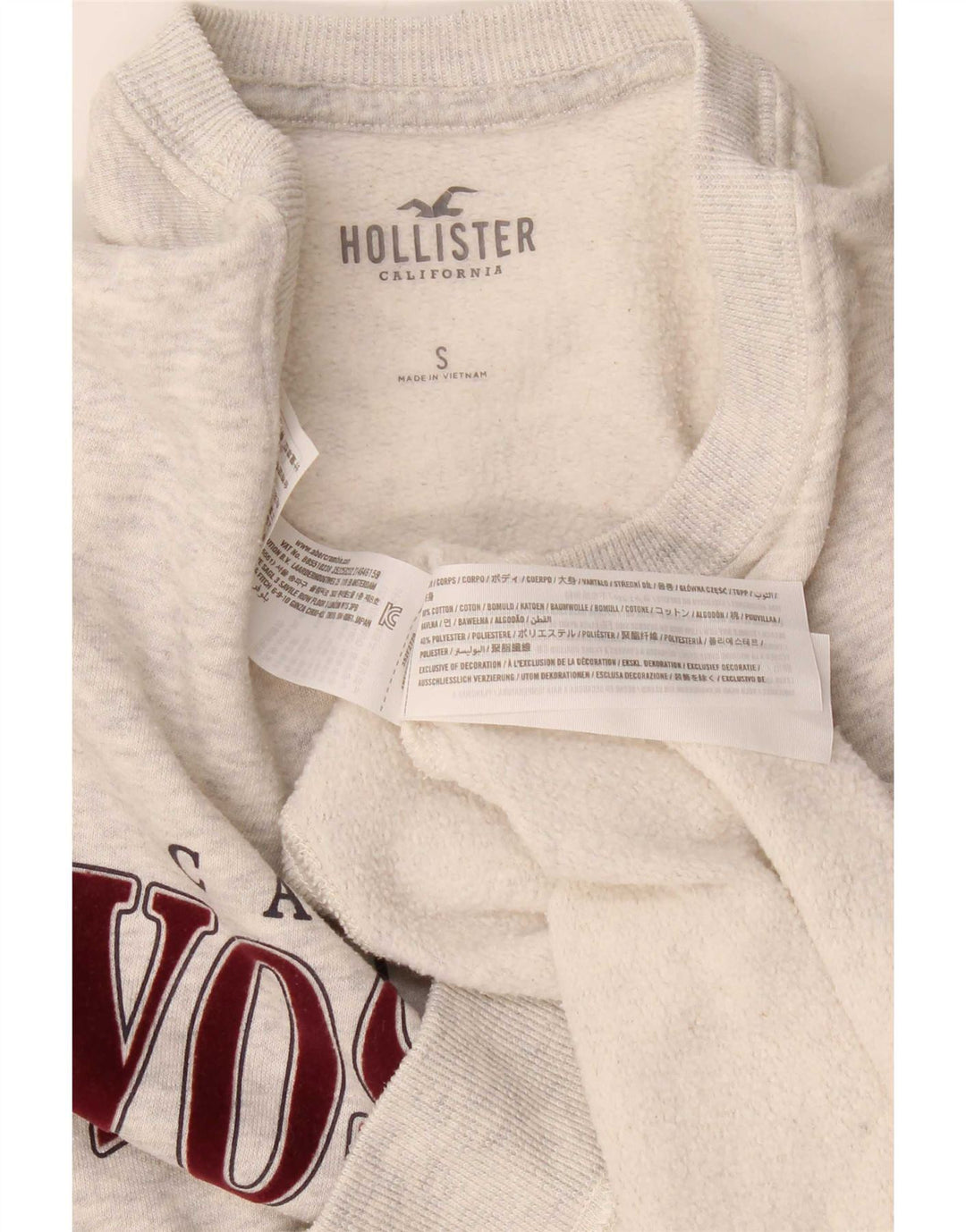 Hollister Herren-Sweatshirt mit Grafik, Größe S, Grau, Baumwolle