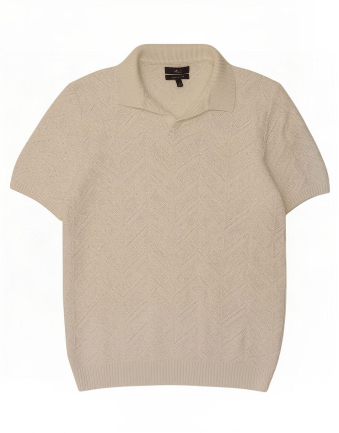 Marks & Spencer Herren-Poloshirt aus mittelweißer Baumwolle