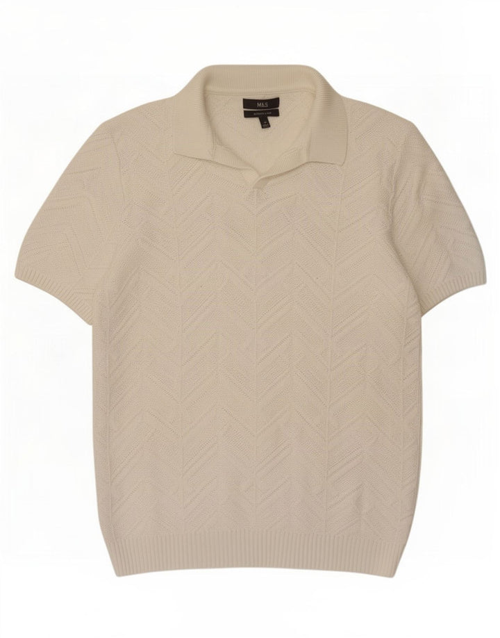 Marks & Spencer Herren-Poloshirt aus mittelweißer Baumwolle