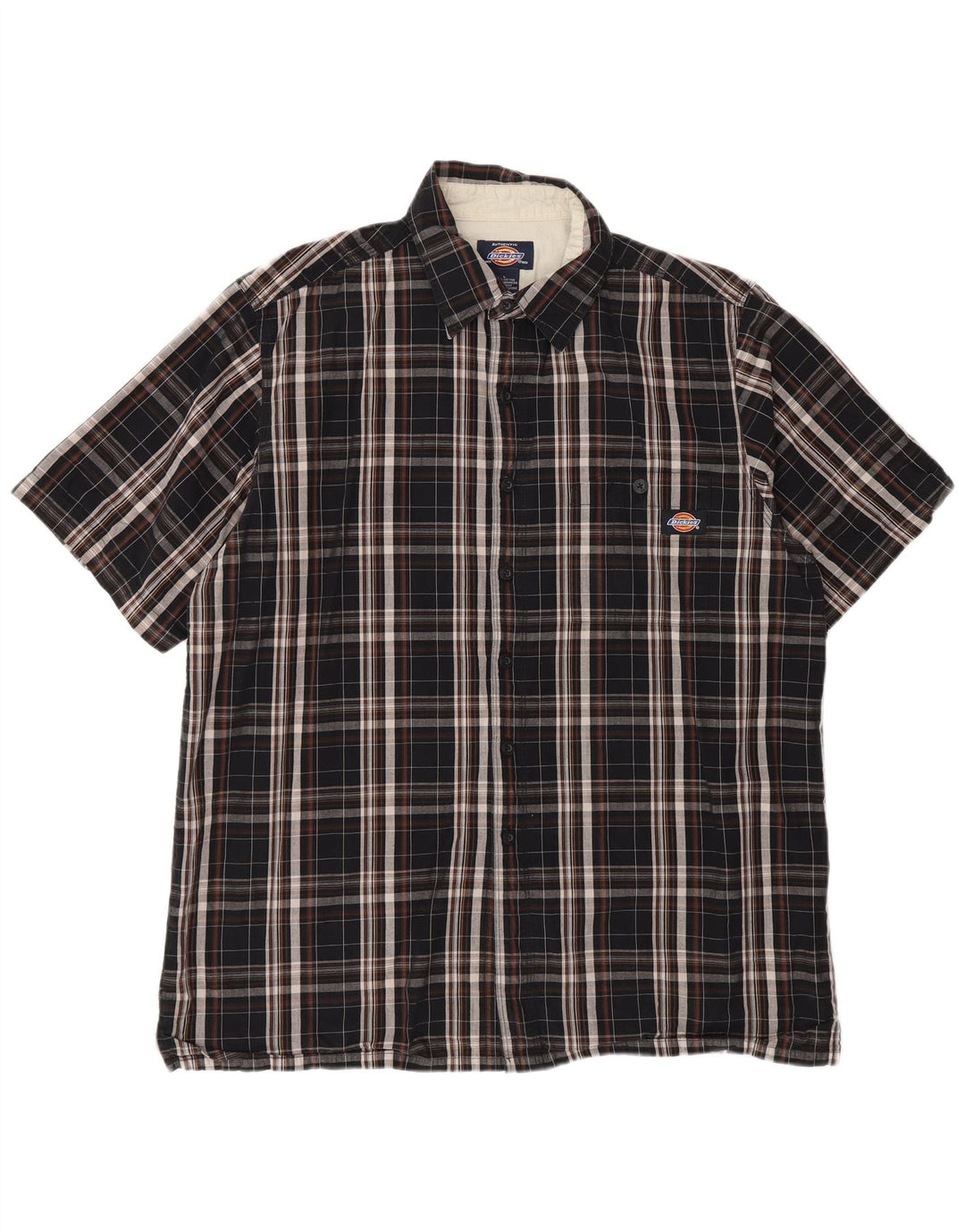 Dickies Herren-Kurzarmhemd, groß, schwarz, kariert, Baumwolle