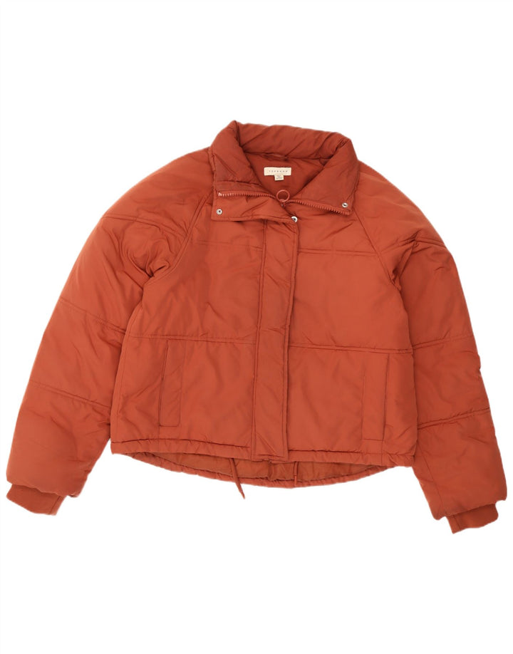 Topshop Damen Übergroße wattierte Jacke UK 10 Small Orange Polyester