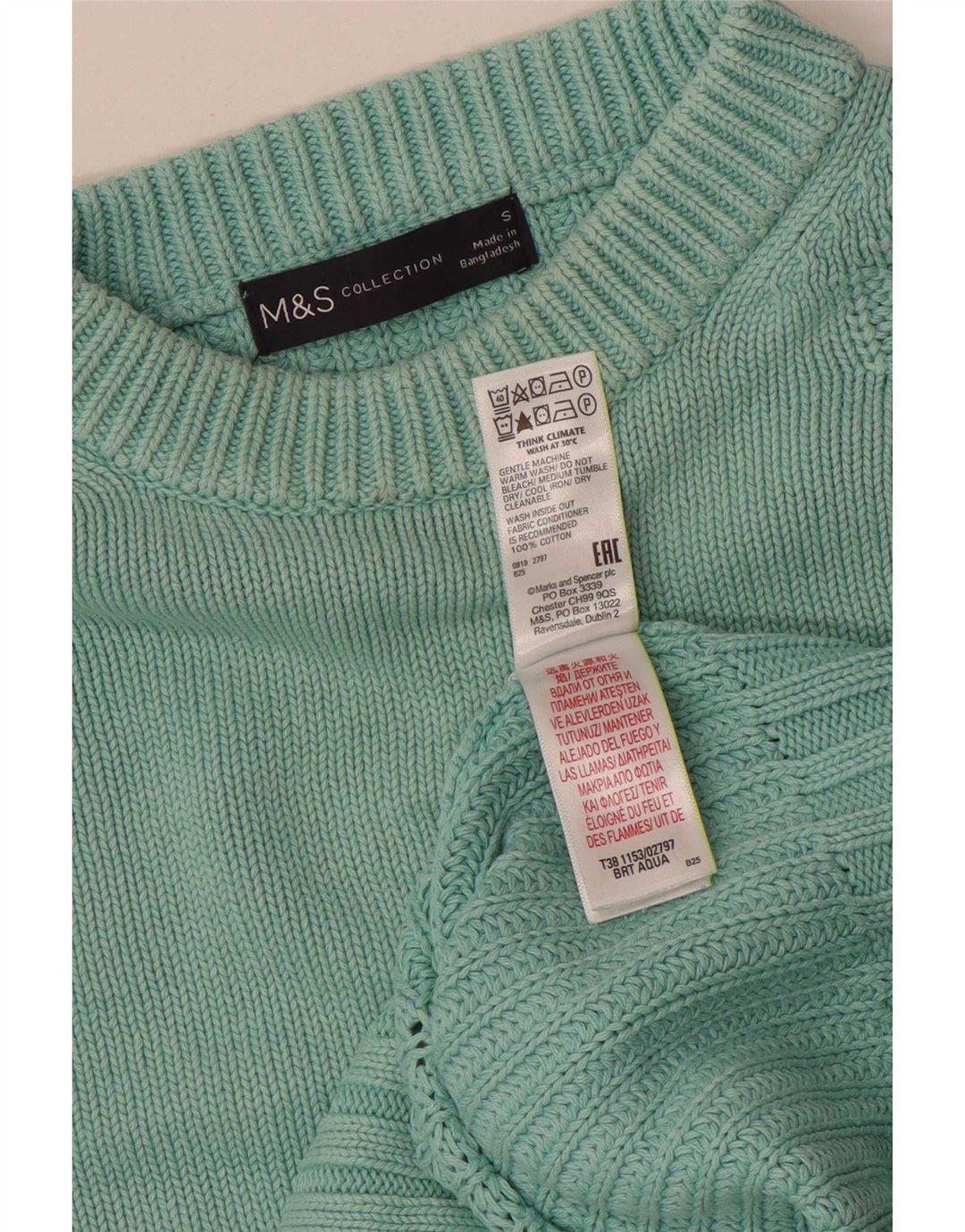 Marks & Spencer Damen-Pullover mit U-Boot-Ausschnitt, Gr. 10, Größe S, Türkis