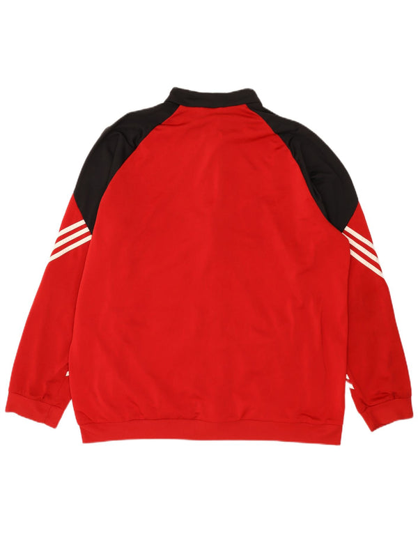 Adidas Herren-Trainingsanzug-Oberteil, Jacke, 2XL, rotes Colourblock-Polyester