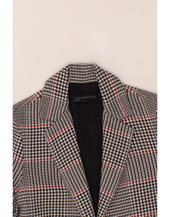 ZARA Womens Open Blazer Jacket UK 6 XS Grey Houndstooth Vintage Zara and Second-Hand Zara from Messina Hembry 