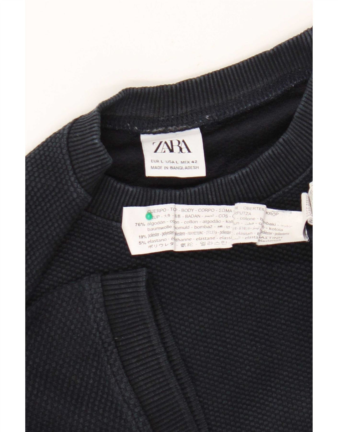 Zara Herren T-Shirt Top Large Marineblau Baumwolle