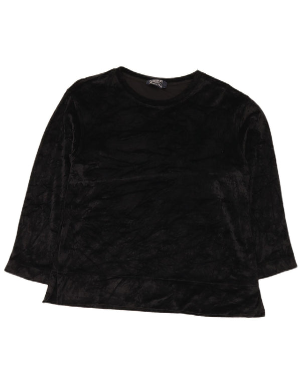 Max Mara Womens Weekend Velour Top 3/4 Ärmel UK 16 Large Schwarz Rayon