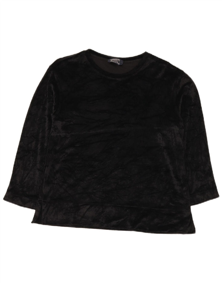 Max Mara Womens Weekend Velour Top 3/4 Ärmel UK 16 Large Schwarz Rayon