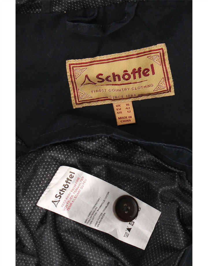 Schöffel Damen-Regenjacke mit Kapuze, UK 16, Größe L, Marineblau, Baumwolle