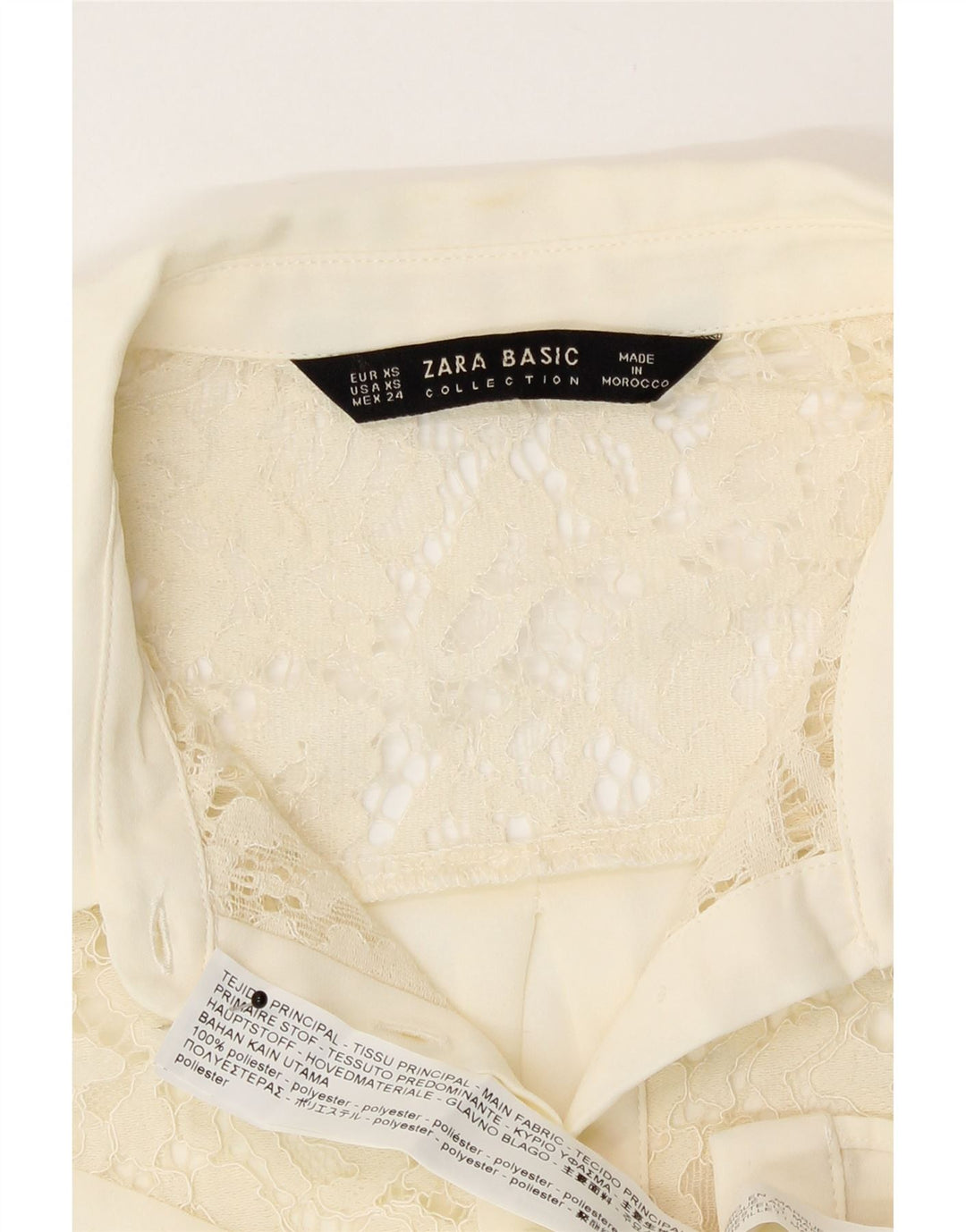 Zara Damen Hemdbluse UK 6 XS Off White Polyester