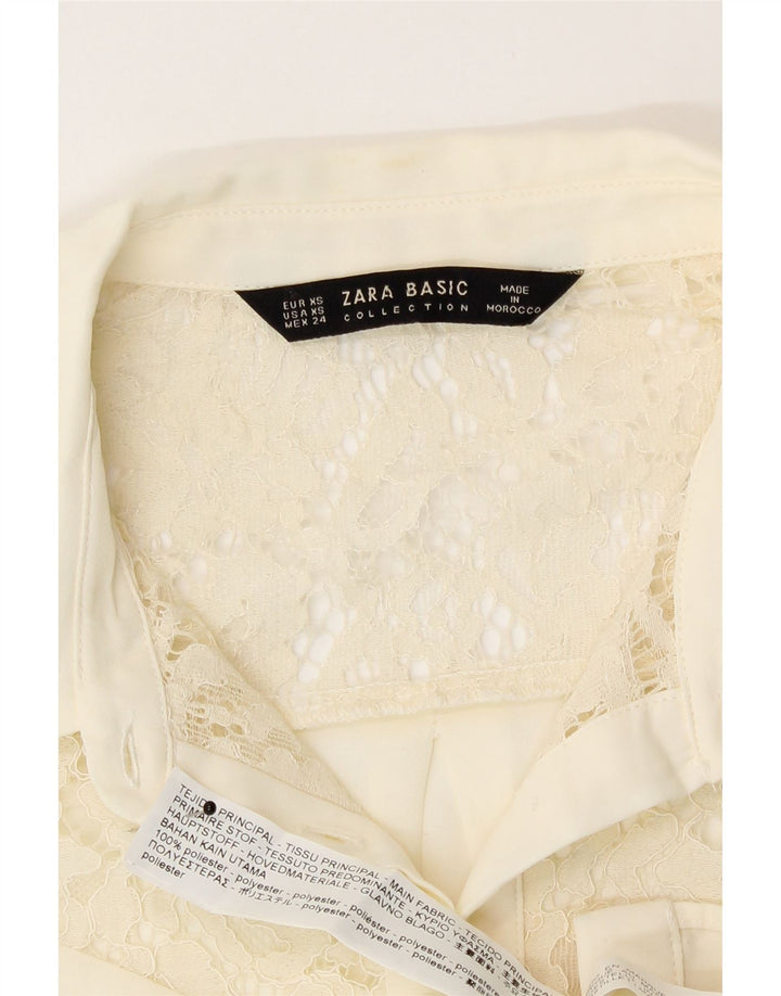 Zara Damen Hemdbluse UK 6 XS Off White Polyester
