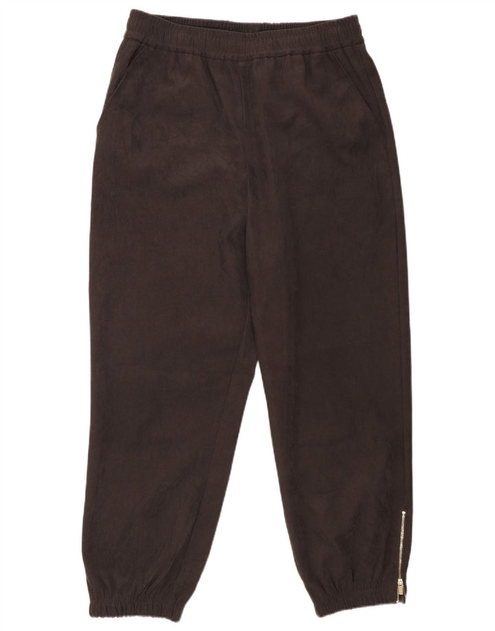 Zara Damen Crop Trainingsanzug Hose Jogger UK 16 Large Grau Polyester