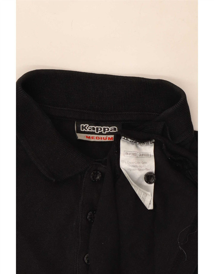 Kappa Herren-Langarm-Poloshirt aus mittelschwarzer Baumwolle