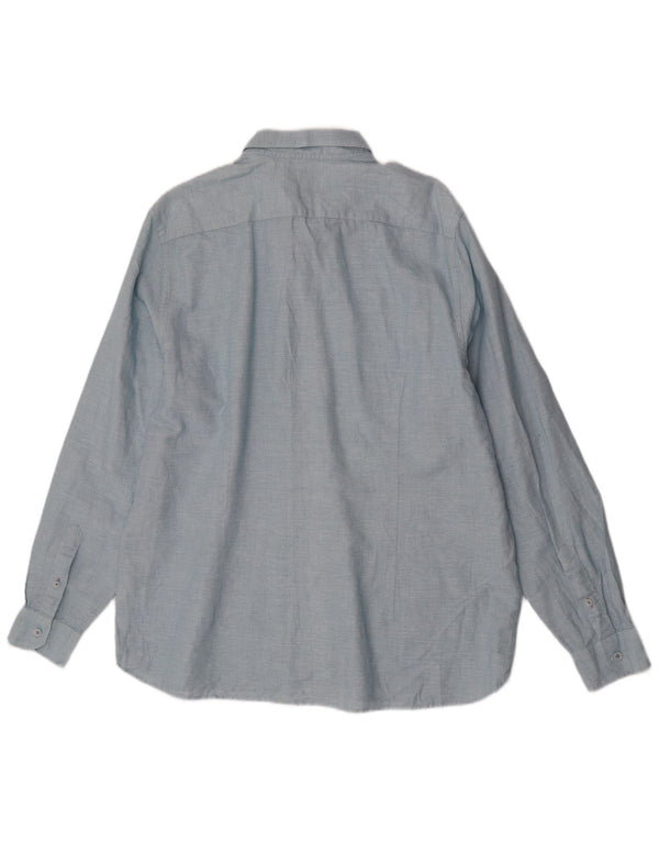 Ted Baker Herrenhemd Größe 7 3XL Blaue geometrische Baumwolle