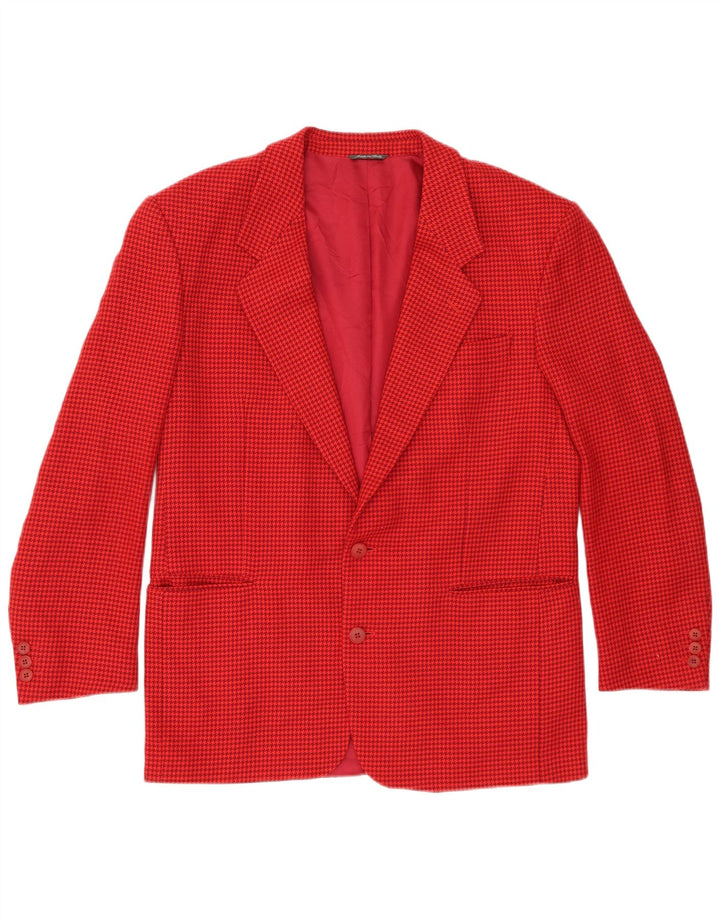 Vintage Herren 2-Knopf-Blazerjacke IT 52 XL Rote Hahnentrittwolle