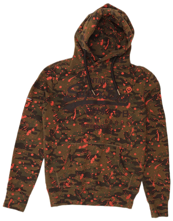 Superdry Herren Graphic Hoodie Pullover XS Khaki Camouflage Baumwolle